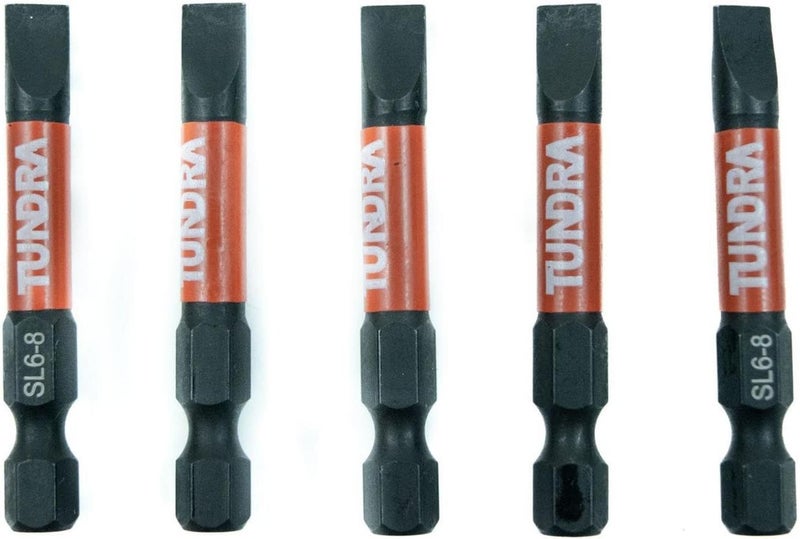 Tundra Tools #6-8 Impact Screwdriving Slotted Bits, 5 pack, impact rated for impact drivers - Image 1